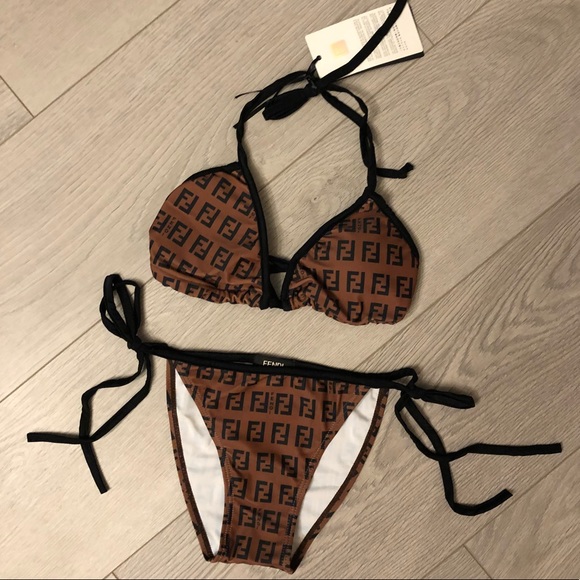 fendi bikini brown